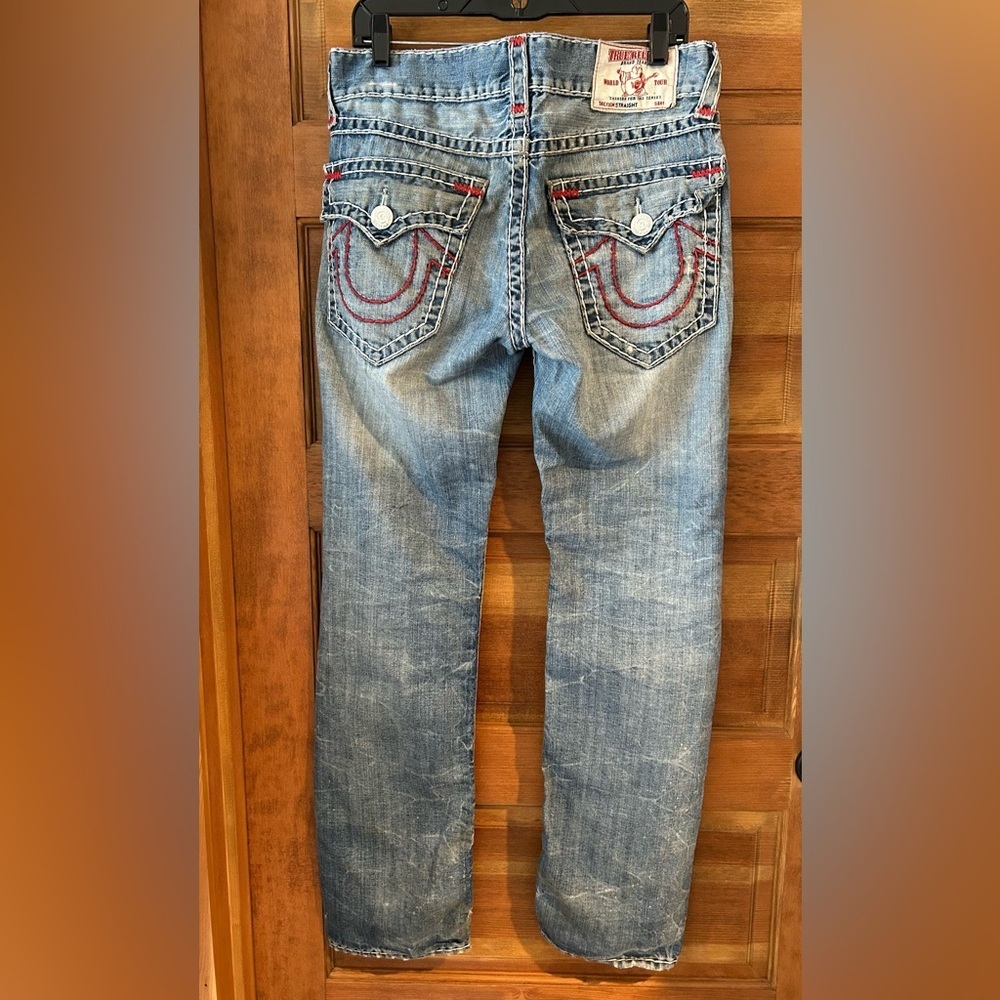 True Religion "WORLD TOUR" Men’s/ size 31/ Ricky Red Stitch Super T jeans - Picture 10 of 16